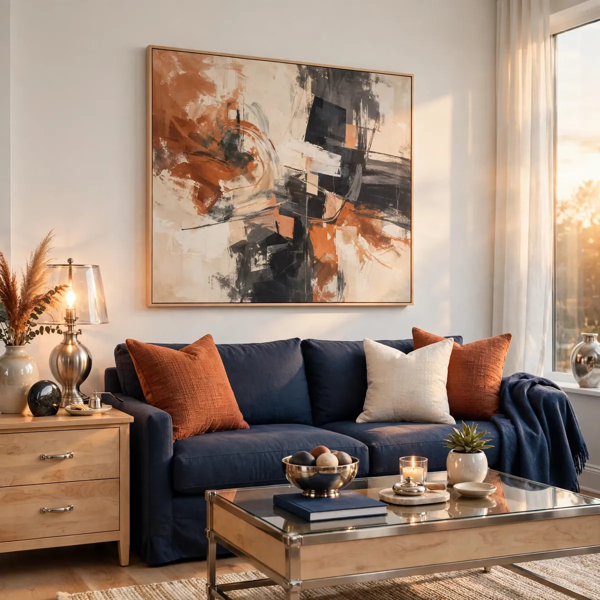 25 Living Room Decor Ideas for a Stylish, Cozy Refresh living room decor ideas: Oversized Statement Artwork