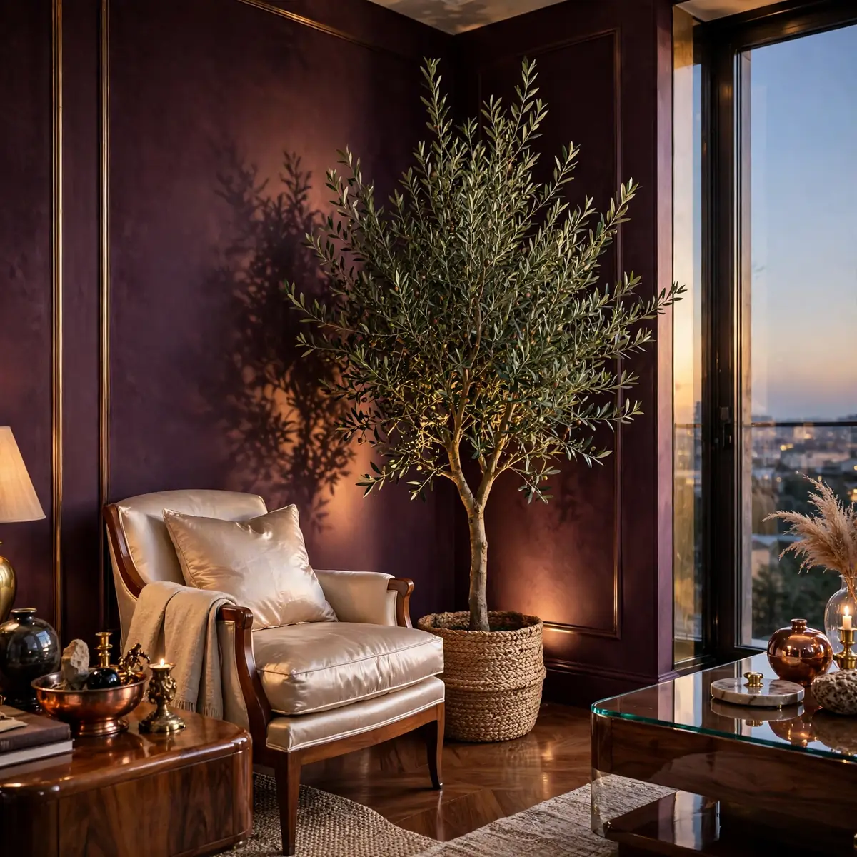 25 Living Room Decor Ideas for a Stylish, Cozy Refresh living room decor ideas: Tall Olive Tree in Corner