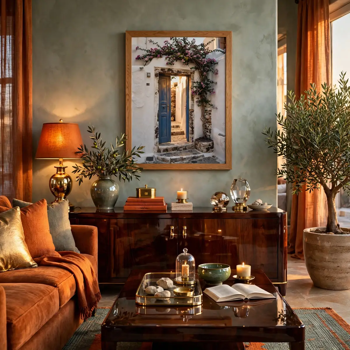 25 Living Room Decor Ideas for a Stylish, Cozy Refresh living room decor ideas: Framed Travel Print as Personal Art