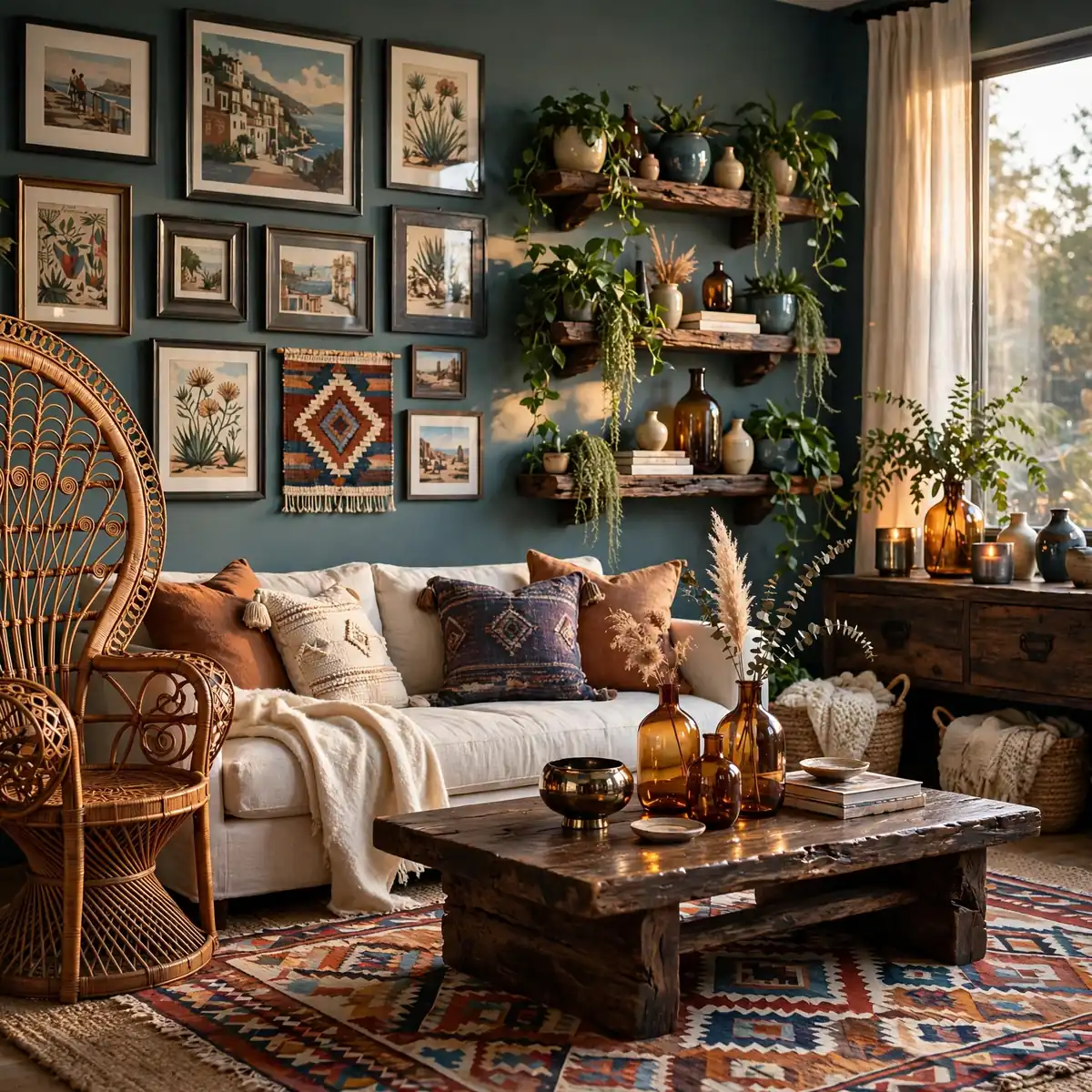 25 Living Room Design Ideas: Timeless Layouts and Style Mixes living room design ideas: Collected Boho Design