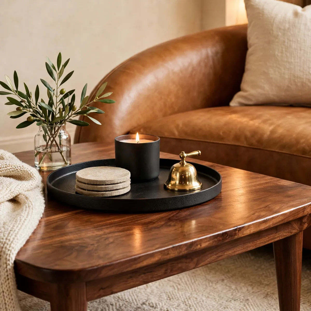 leather couch decor ideas: Corral Clutter with a Decorative Tray