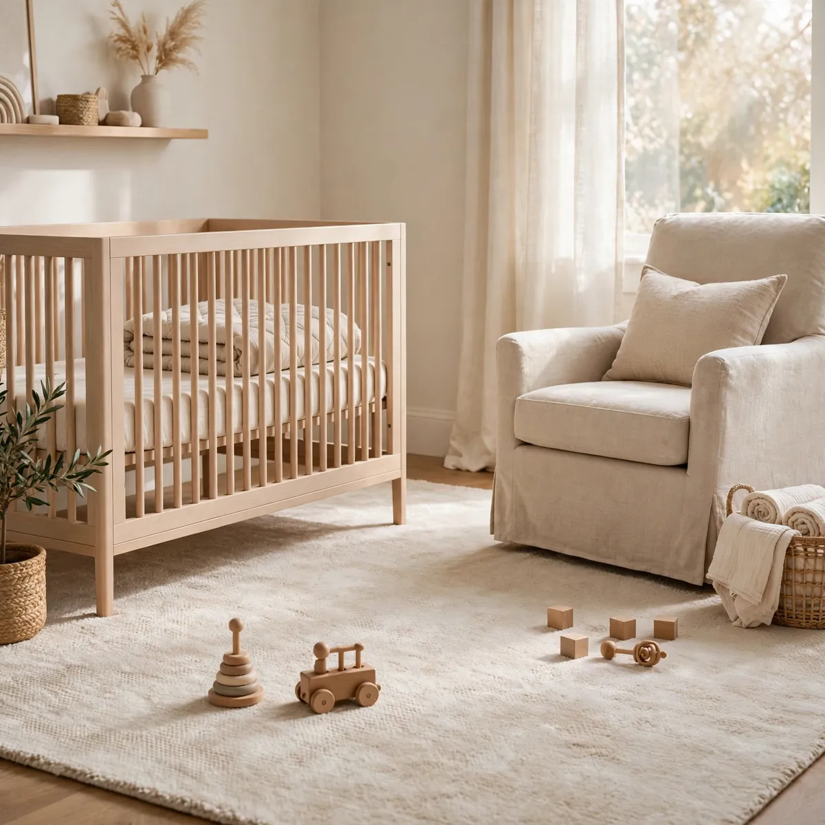 nursery decor ideas: 4. A Washable Rug That Grounds the Whole Room