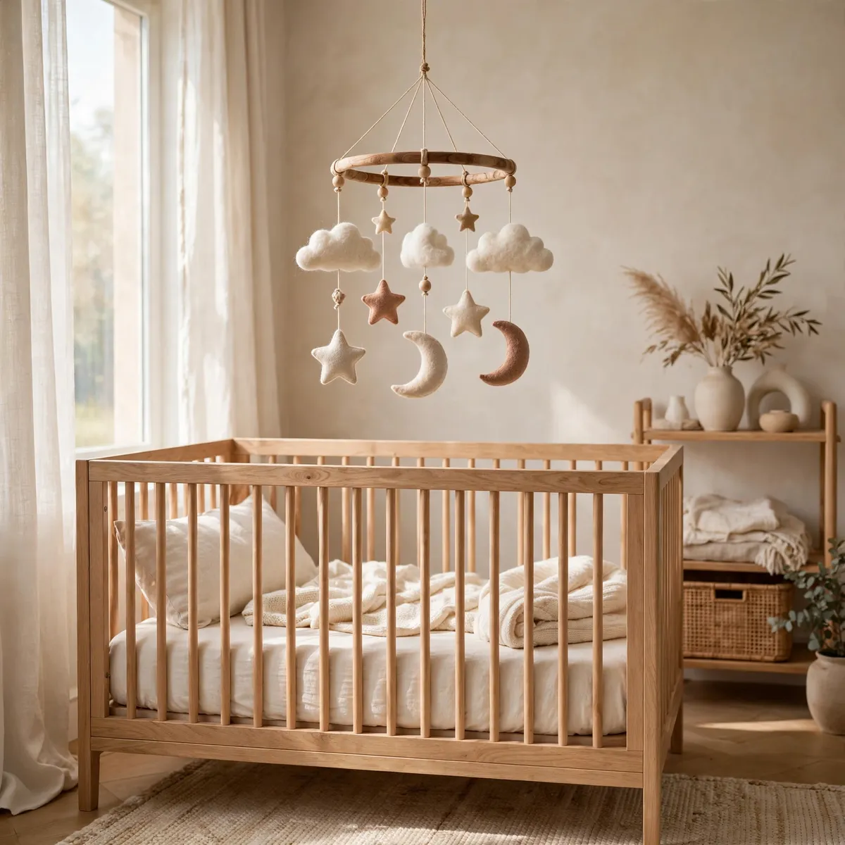 nursery decor ideas: 6. A Handcrafted Mobile Over the Crib