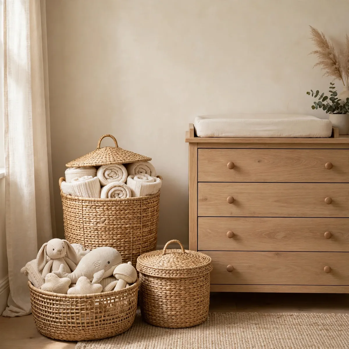 nursery decor ideas: 12. Woven Baskets That Hide the Clutter