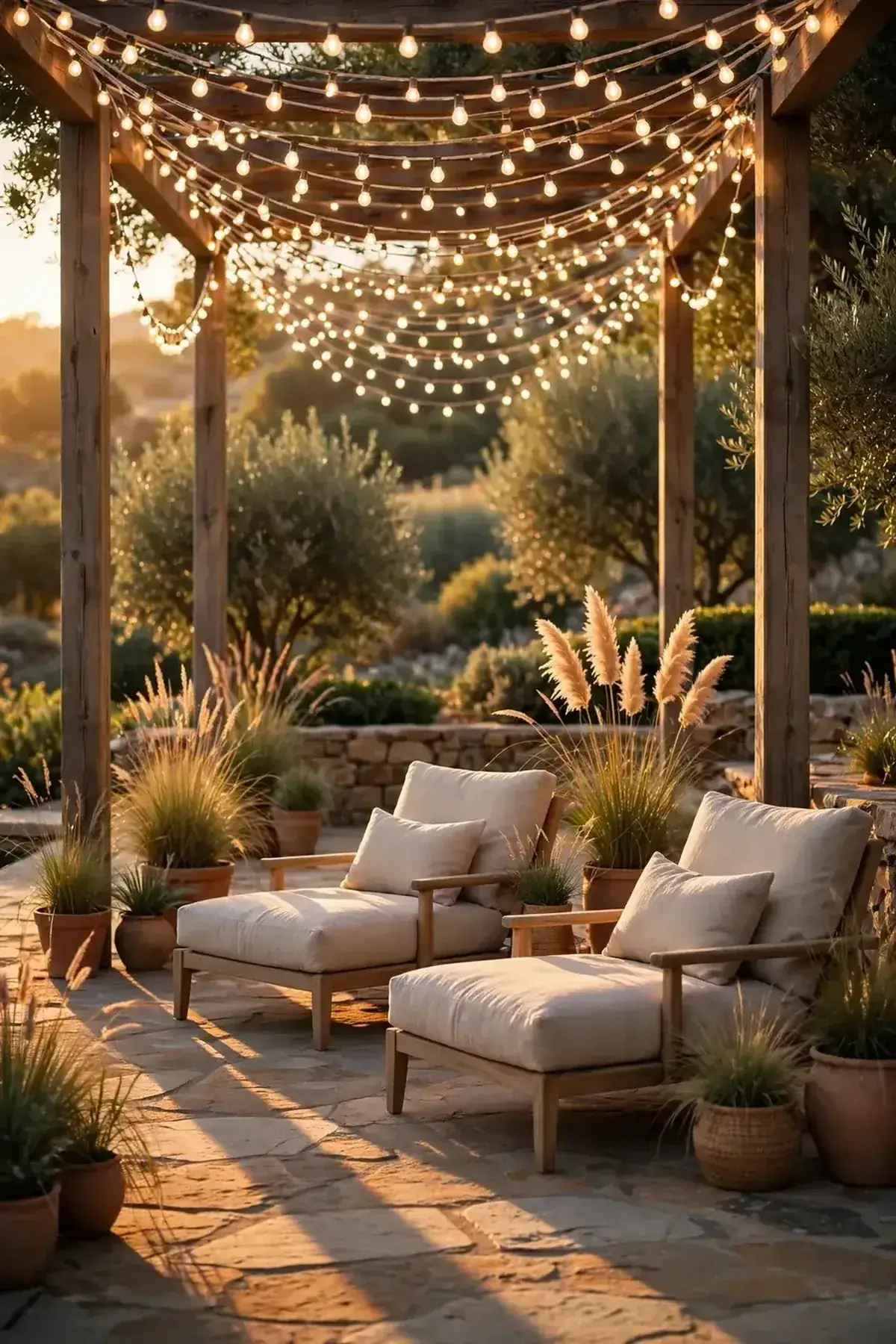 patio decor ideas: 1. Build Your Patio Decor Ideas Around Layered String Lights