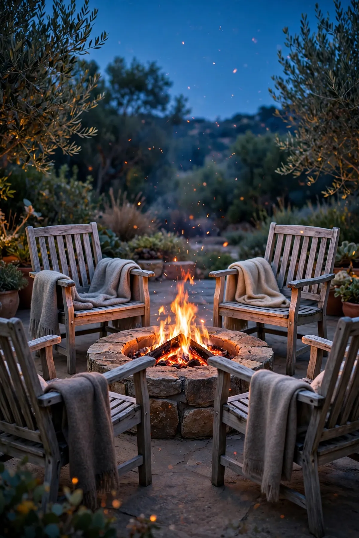 patio decor ideas: 3. Style a Low Fire-Pit Conversation Circle