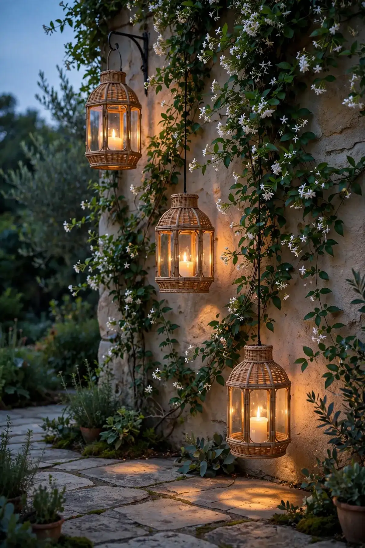 patio decor ideas: 4. Hang Lanterns at Three Different Heights