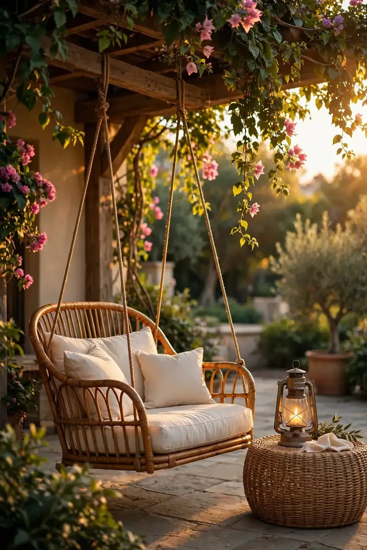 patio decor ideas: 15. Hang a Swing Chair for the Slowest Seat