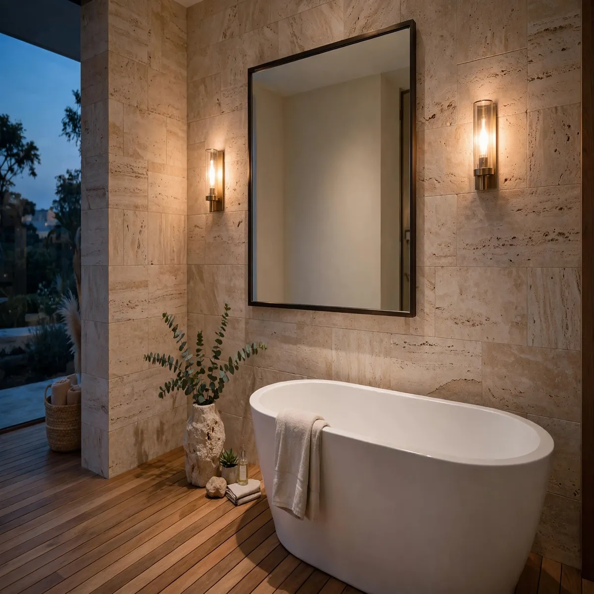 25 Bathroom Spa Ideas That Turn an Ordinary Bathroom Into a Real Retreat bathroom spa ideas: Layer Dimmable, Warm-Toned Lighting