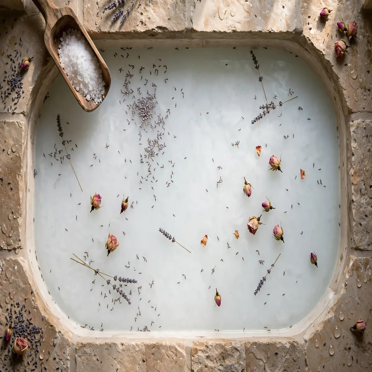25 Bathroom Spa Ideas That Turn an Ordinary Bathroom Into a Real Retreat bathroom spa ideas: Soak With Epsom Salts and Dried Botanicals