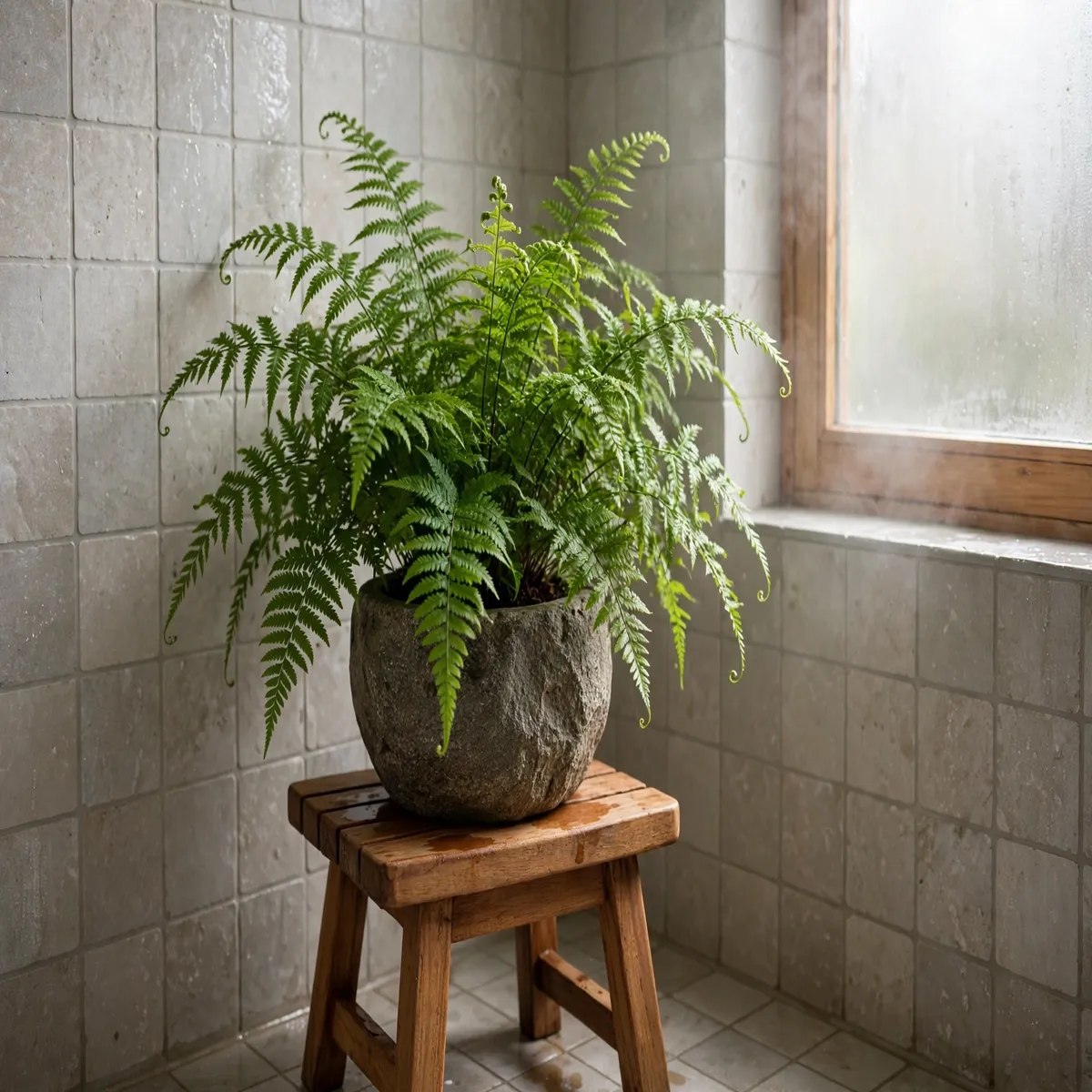25 Bathroom Spa Ideas That Turn an Ordinary Bathroom Into a Real Retreat bathroom spa ideas: Tuck a Humidity-Loving Fern in the Corner