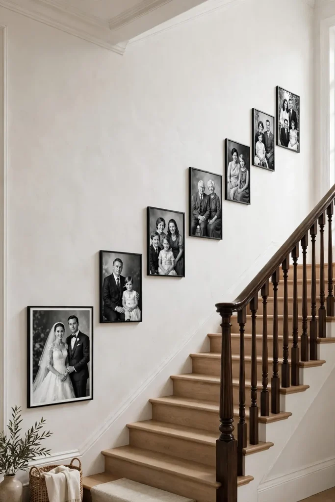 15 Stunning Staircase Gallery Wall Ideas That Turn Blank Stairs Into Art staircase gallery wall: Tell Your Family's Story as It Climbs
