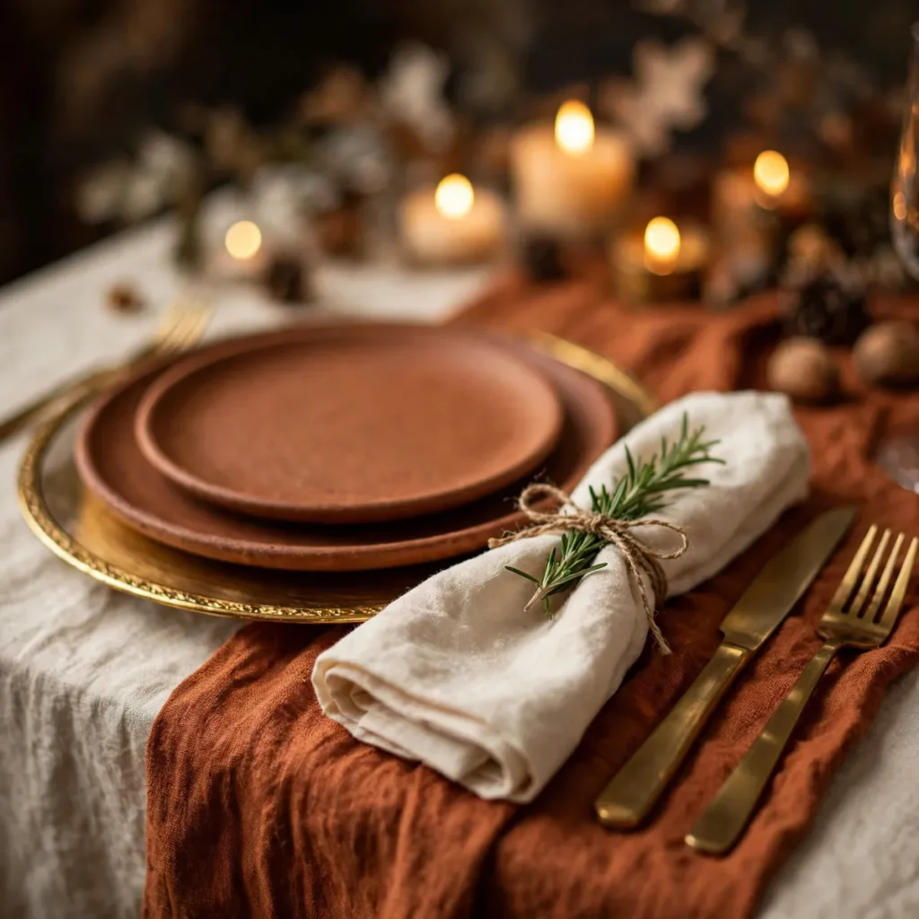 thanksgiving table decor ideas: Layer Linen on Linen