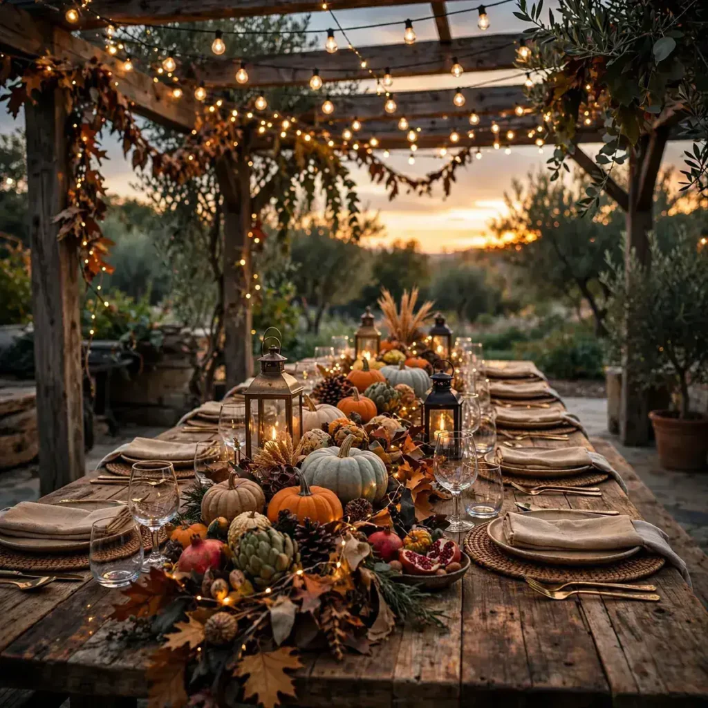thanksgiving table decor ideas: Take the Table Outside for a Harvest Dinner