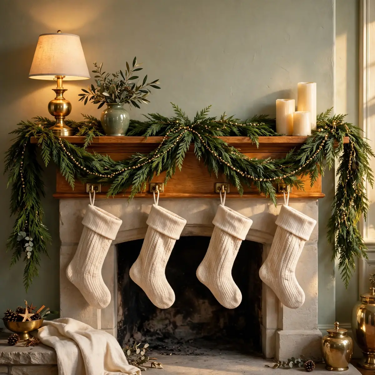 25 Christmas Living Room Decor Ideas for a Magical Holiday Home christmas living room decor ideas: Drape the Mantel in Layered Garland