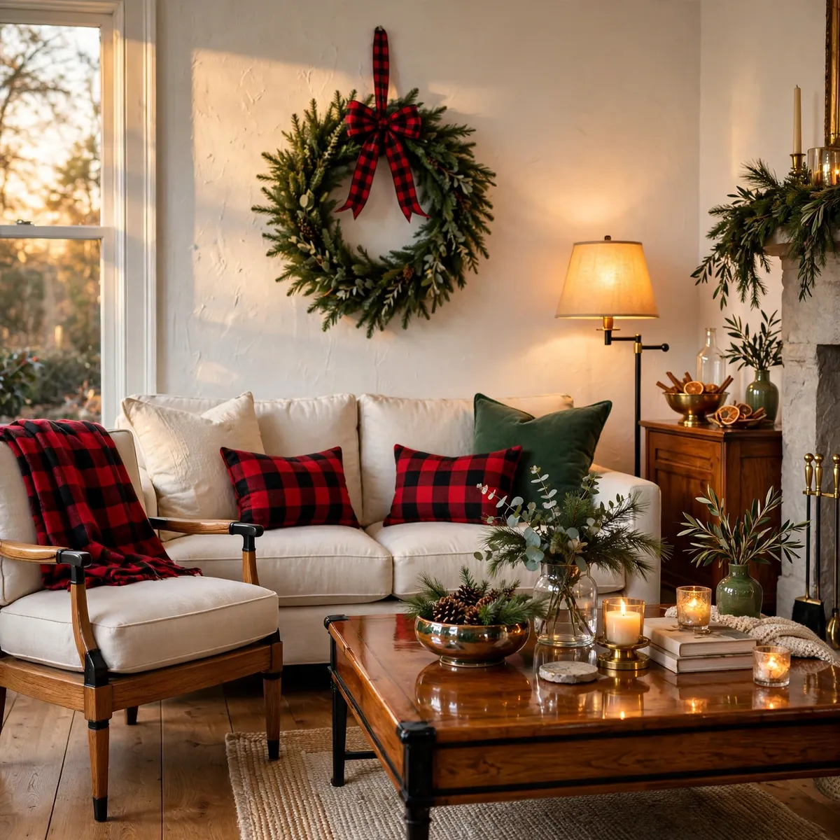25 Christmas Living Room Decor Ideas for a Magical Holiday Home christmas living room decor ideas: Go Classic With Plaid and Tartan