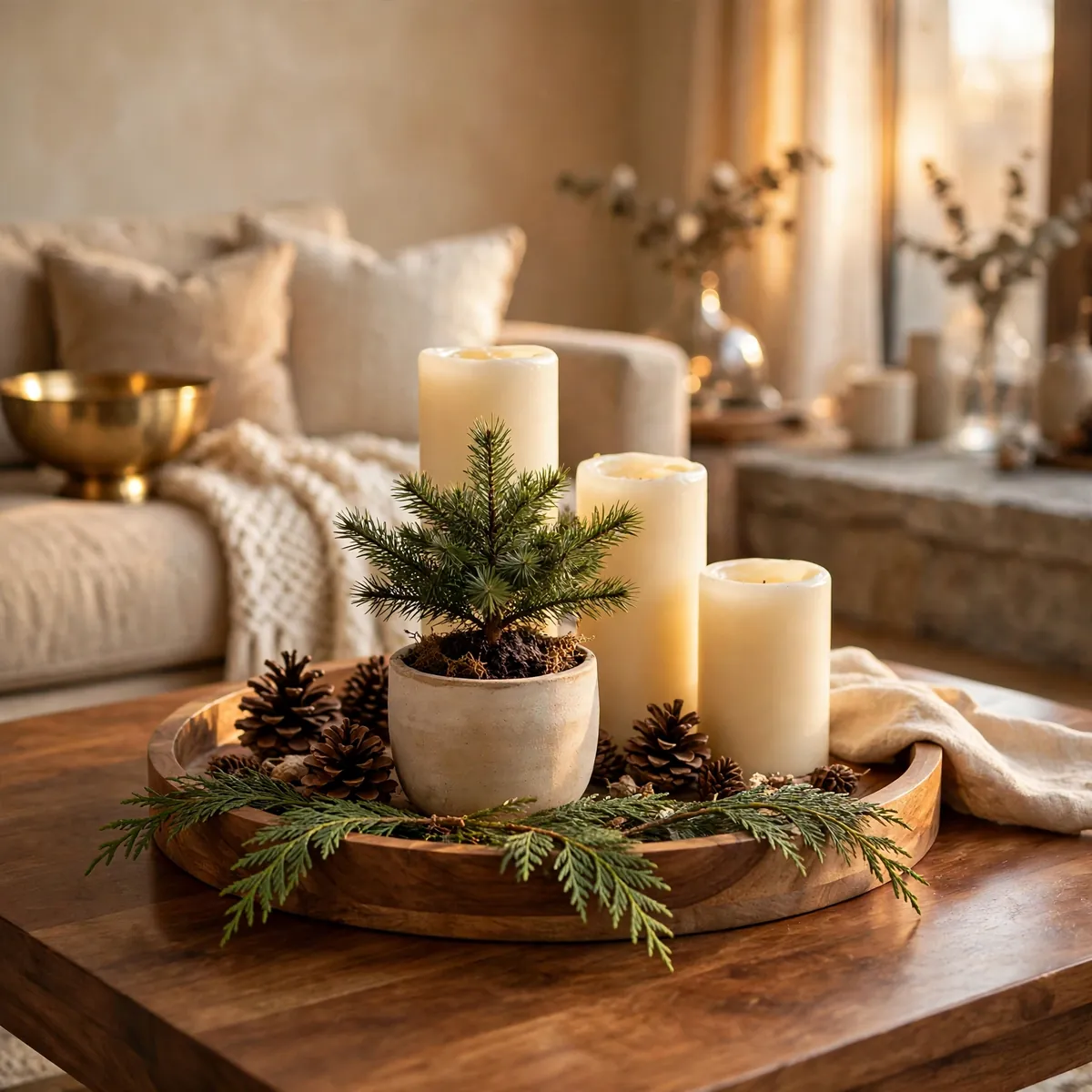 25 Christmas Living Room Decor Ideas for a Magical Holiday Home christmas living room decor ideas: Create a Holiday Coffee Table Tray