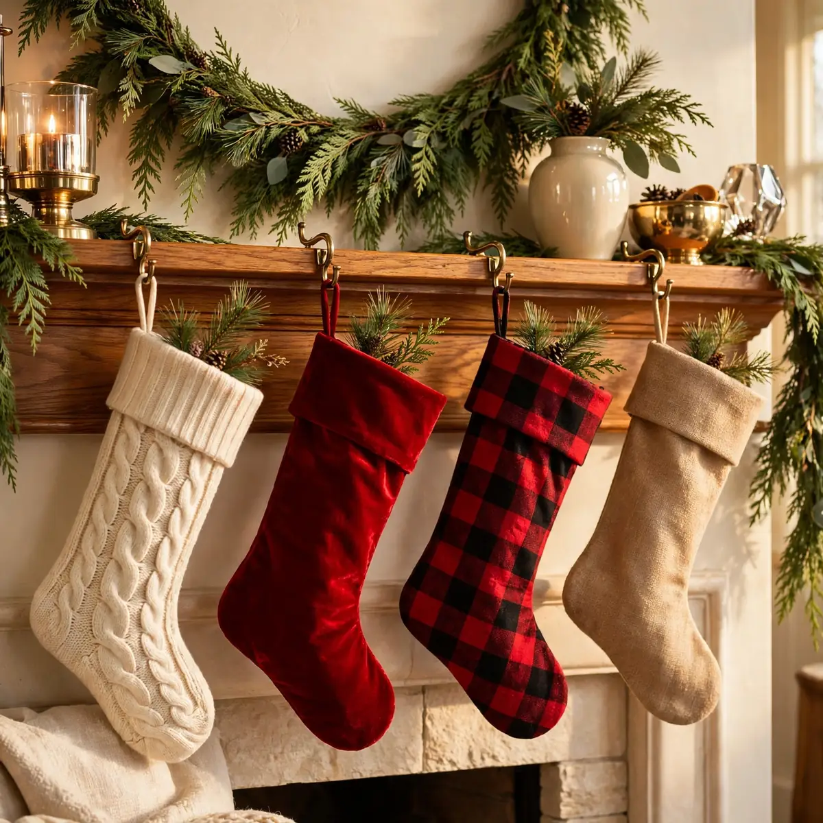 25 Christmas Living Room Decor Ideas for a Magical Holiday Home christmas living room decor ideas: Hang Stockings With Intention