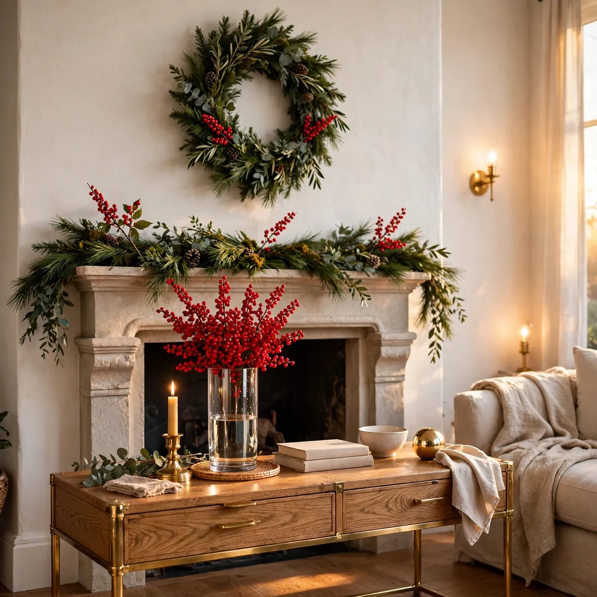 25 Christmas Living Room Decor Ideas for a Magical Holiday Home christmas living room decor ideas: Pop Red Berries Throughout