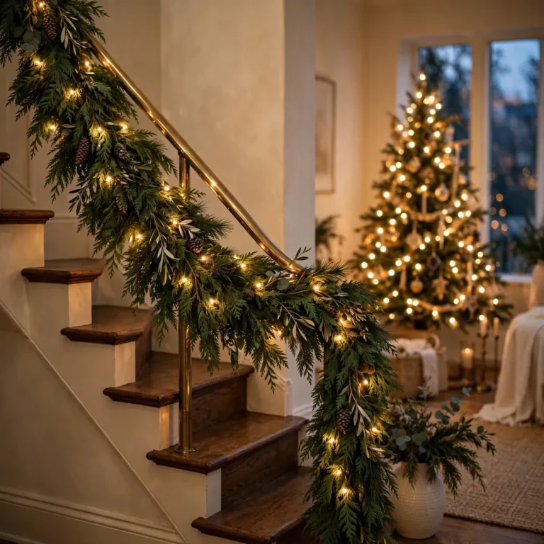 25 Christmas Garland Staircase Ideas Worth Copying This Year 25 Christmas Garland Staircase Ideas Worth Copying This Year