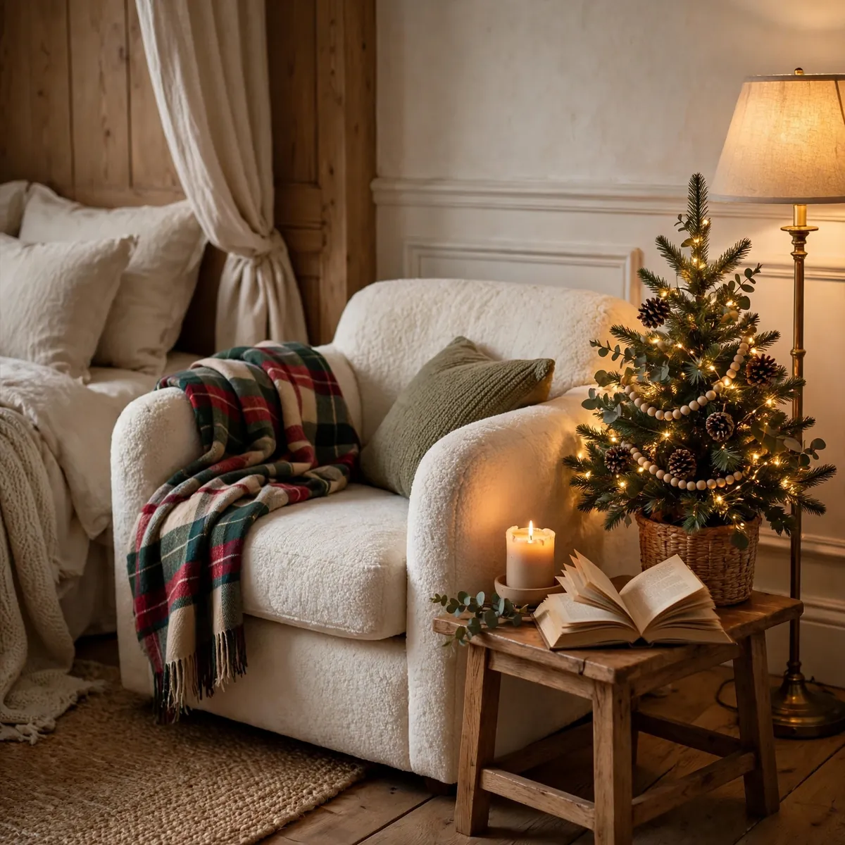 25 Cozy Christmas Bedroom Ideas to Make Your Room Feel Like a Holiday Retreat cozy christmas bedroom ideas: Create a Christmas Reading Nook in the Corner