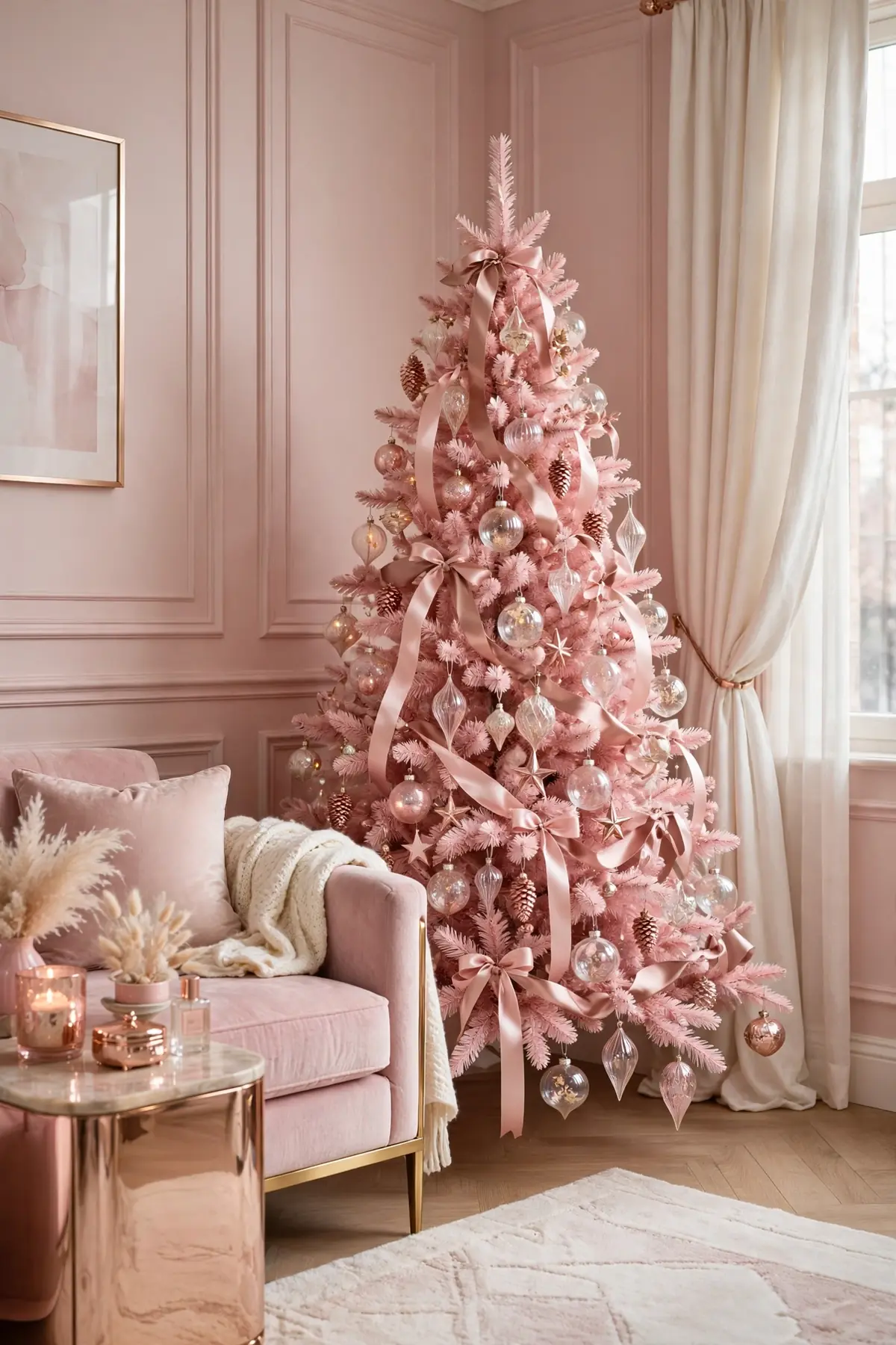christmas tree decor ideas: The Woodland Feather-and-Pinecone Tree