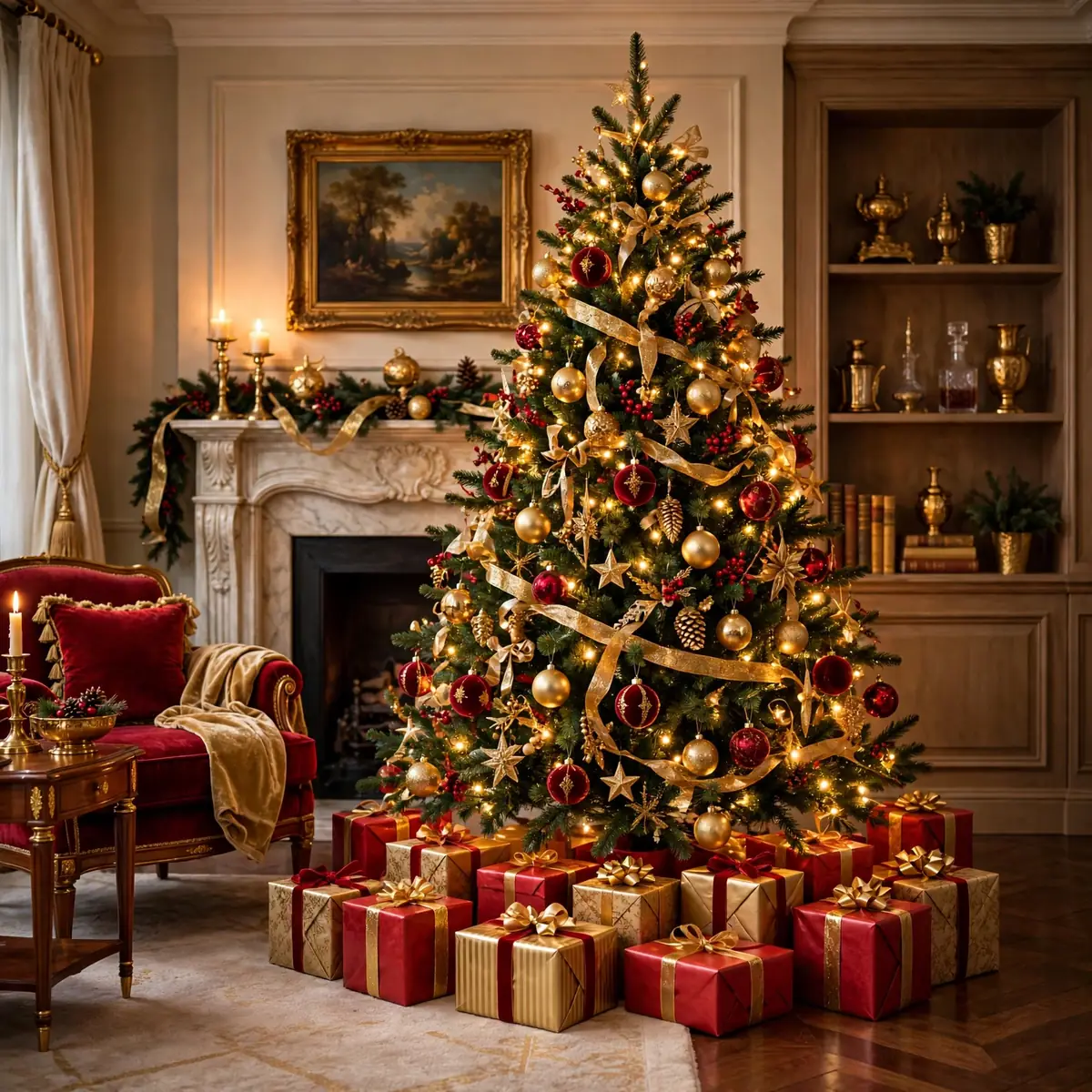 christmas tree decor ideas: The Ribbon Waterfall Technique