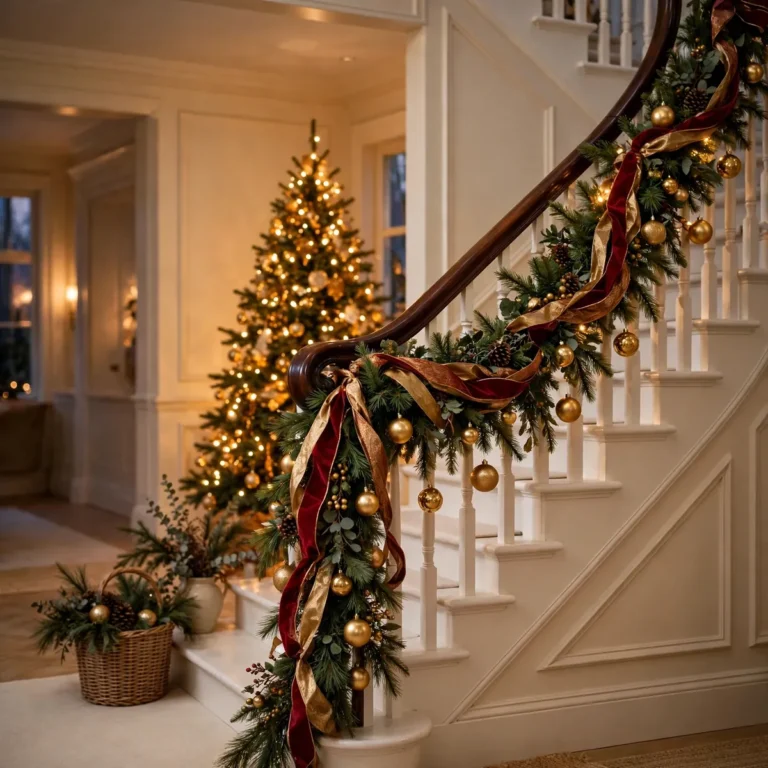 25 Christmas Staircase Ideas for a Truly Magical Entryway 25 Christmas Staircase Ideas for a Truly Magical Entryway