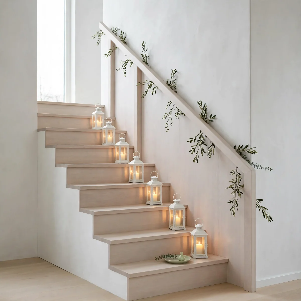 christmas staircase ideas: Nordic Minimal: Sparse Greenery, Lots of Air
