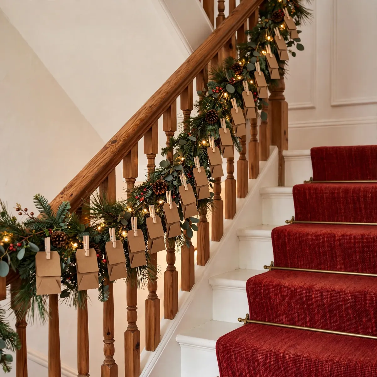 christmas staircase ideas: Advent Countdown Climbing the Banister