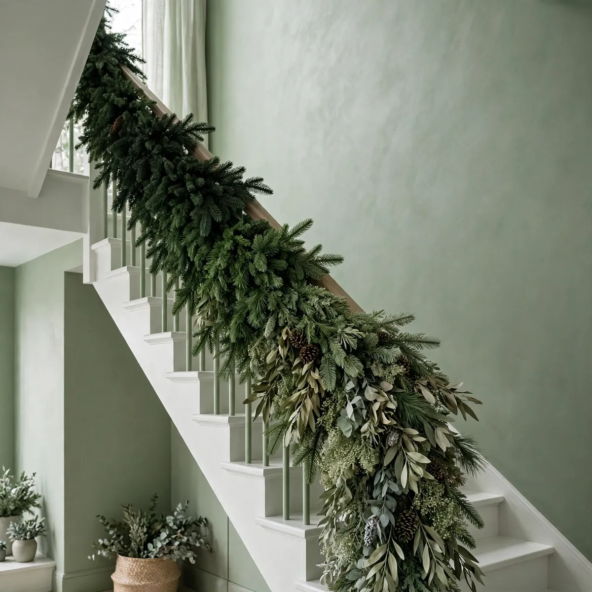 christmas staircase ideas: Monochrome Green: Every Shade of Pine